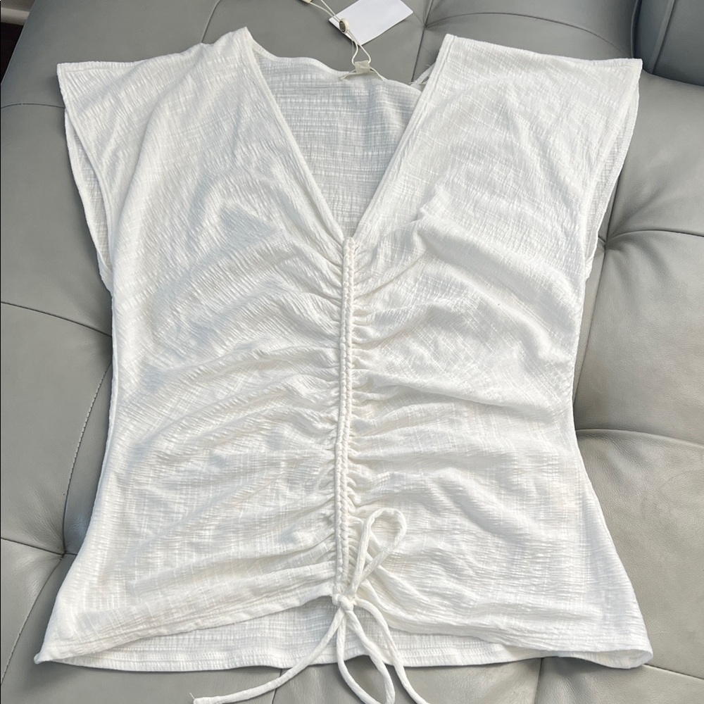 Max Studio Textured White Top